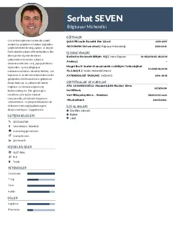 Bilgisayar Mühendisi CV Örnekleri cv indir